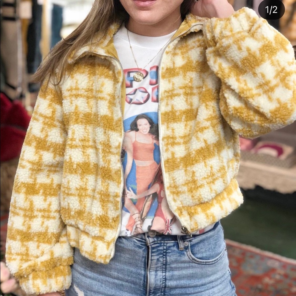 Puffer Jacket Mustard & Cream Plaid